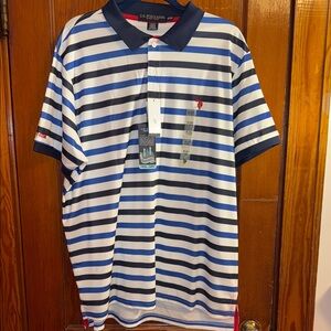 U.S. Polo Assn. Men's Polo Shirt - Navy and White Stripes
